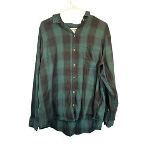 Kohls SO Green Black Plaid Collared Casual Button Down Shirt Women Sz XXL